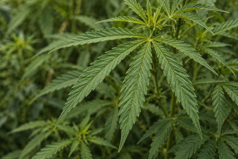 Close-up of hemp leaves